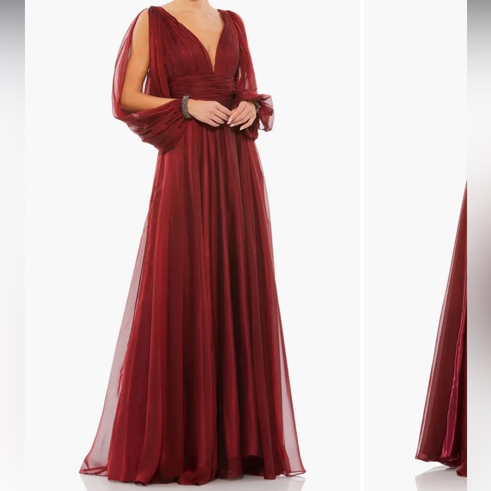 NWT, Mac Duggal, V-Neck A-Line Chiffon Gown, size 12 - Picture 2 of 12